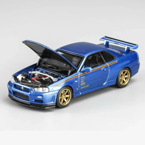 Motorhelix 1/64 Nissan Skyline GT‑R (R34) Customized Bayside Blue - Hong Kong Toycar Salon｜VDX Exclusive
