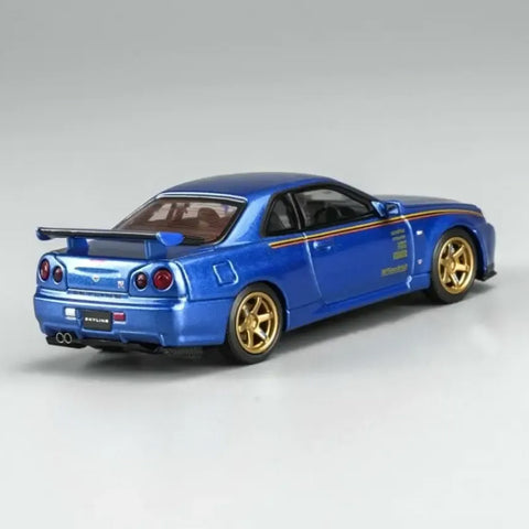 Motorhelix 1/64 Nissan Skyline GT‑R (R34) Customized Bayside Blue - Hong Kong Toycar Salon｜VDX Exclusive
