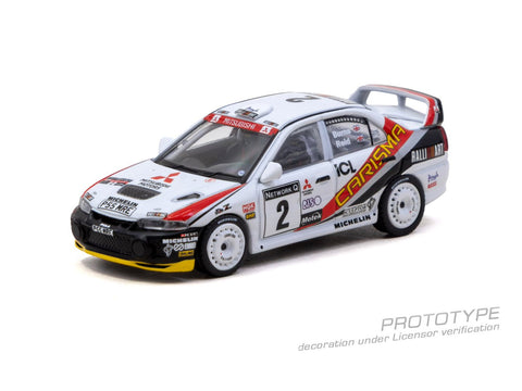 Tarmac Works 1/64 Mitsubishi Carisma GT Evolution IV RAC Rally 1997 Richard Burns / Robert Reid- Global64