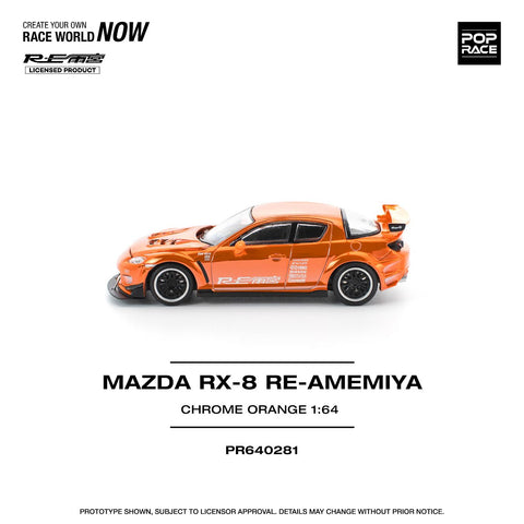 Pop Race 1/64 Mazda RX-8 Re-Amemiya Chrome Orange