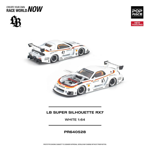 Pop Race 1/64 LB Super Silhouette RX7 (FD3S) White