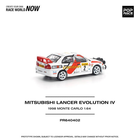 Pop Race 1/64 Mitsubishi Lancer Evolution IV - 1998 Monte Carlo Rally