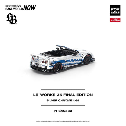 Pop Race 1/64 LB-Works 35GT-R Final Edition - Silver Chrome