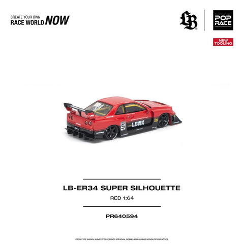 Pop Race 1/64 LB-ER34 Super Silhouette - Red
