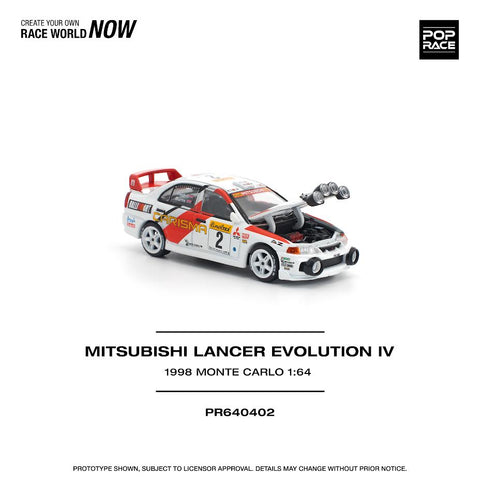 Pop Race 1/64 Mitsubishi Lancer Evolution IV - 1998 Monte Carlo Rally