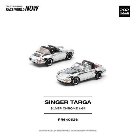 Pop Race 1/64 Singer Targa - Silver Chrome