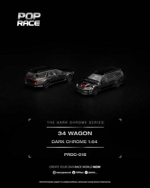 Pop Race 1/64 R34 Wagon Dark Chrome