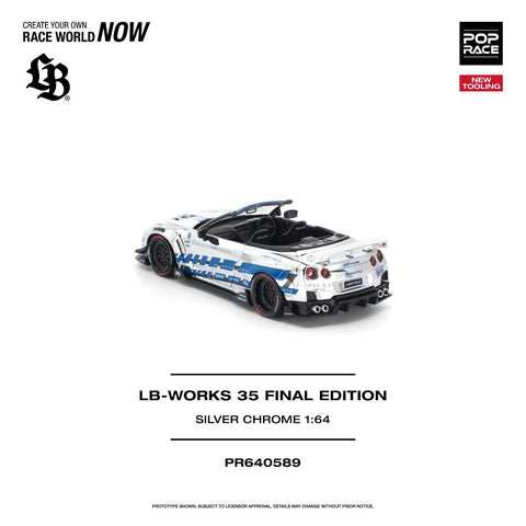 Pop Race 1/64 LB-Works 35GT-R Final Edition - Silver Chrome