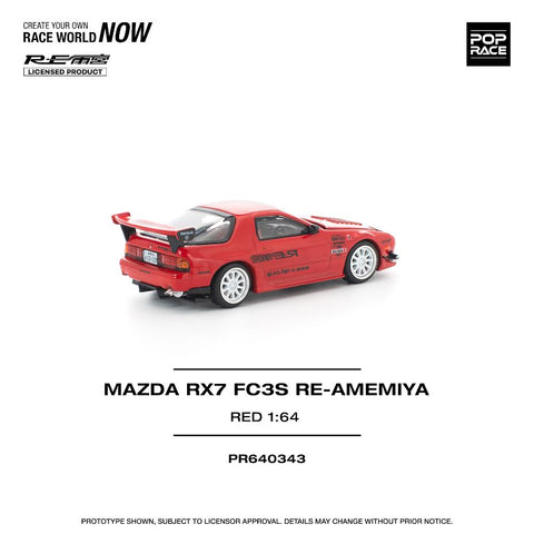 Pop Race 1/64 Mazda RX7 Fc3s Re-Amemiya Red