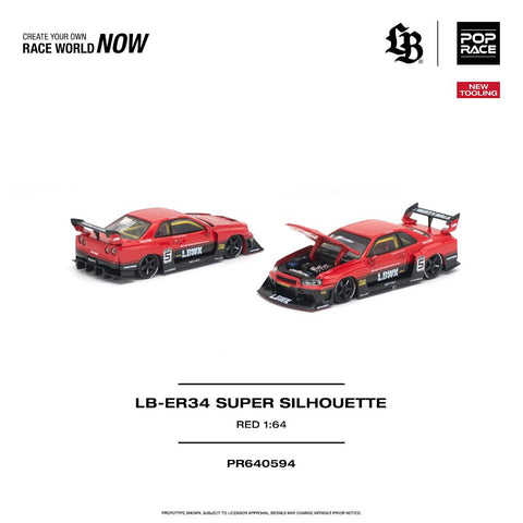 Pop Race 1/64 LB-ER34 Super Silhouette - Red