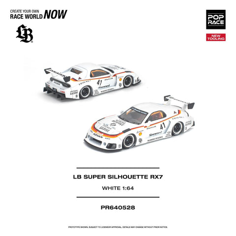 Pop Race 1/64 LB Super Silhouette RX7 (FD3S) White