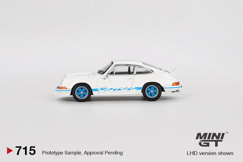 Mini GT 1:64 Porsche 911 Carrera RS 2.7 – Grand Prix White with Blue Livery
