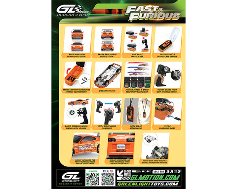 Greenlight Motion 1/64 RC The Fast & The Furious 1994 Toyota Supra “Brian’s Supra” Combo Set