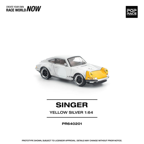 Pop Race 1/64 Singer 911 SCCS Homage Yellow/Silver