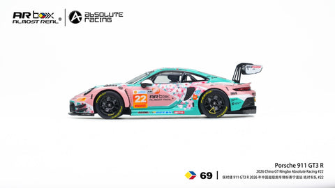 Almost Real 1/64 ARbox Porsche 911 GT3 R 2026 China GT Ningbo Absolute Racing 22 - GT Hobby Store