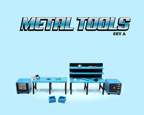 American Diorama 1:64 Metal Tools Set A Blue - GT Hobby Store