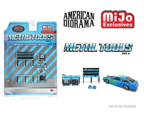 American Diorama 1:64 Metal Tools Set A Blue - GT Hobby Store