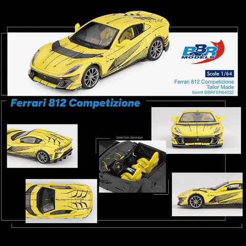 BBR 1/64 Ferrari 812 Competizione Tailor Made – Matte Yellow – Limited Edition - GT Hobby Store