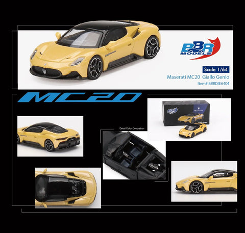 BBR 1/64 Maserati MC20 Giallo Genio - GT Hobby Store