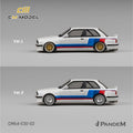 CM Model 1:64 BMW M3 E30 Alpine Pandem – White with M Tri - Stripes - Limited Edition - GT Hobby Store