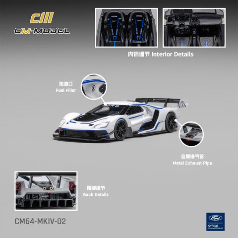 CM Model 1/64 Ford GT MK IV Frozen White & Sonic Blue Pearl J-1 - GT Hobby Store
