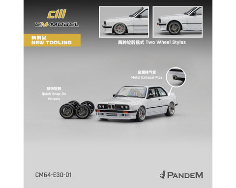 CM Model 1:64 Pandem BMW M3 E30 – Pearl White - GT Hobby Store