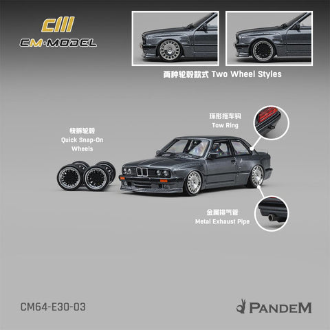 CM Model 1/64 Pandem M3 E30 Metallic Gunmetal Gray - GT Hobby Store