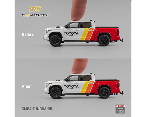 CM Model 1:64 Toyota Tundra Baja Heritage – White w/ Racing Stripes – Limited Edition - GT Hobby Store