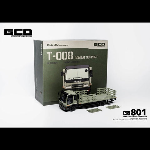 GCD 1/64 2002 Isuzu Forward Medium-Duty Truck - Military Green (RHD) - GT Hobby Store