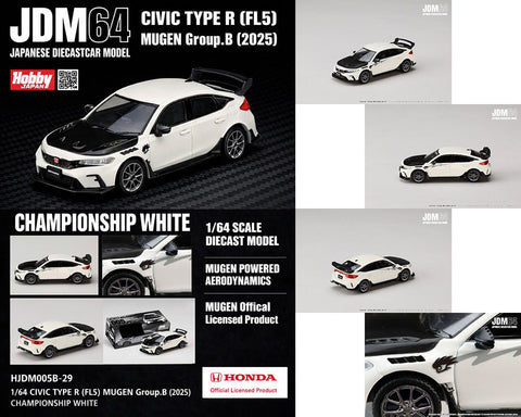 Hobby Japan 1:64 Honda Civic Type R (FL5) MUGEN Group B 2024 – Championship White - GT Hobby Store