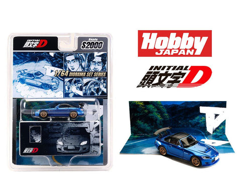 Hobby Japan 1:64 Initial D Honda S2000 with Collector Cards Toshiya Joshima VS Takumi Fujiwara - GT Hobby Store