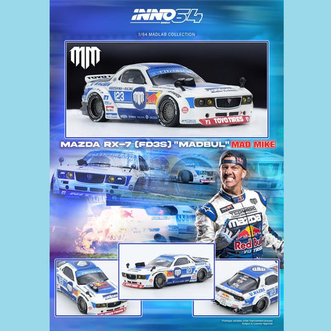 Inno64 1/64 Mazda RX7 (FD3S) "Pandem Rocket Bunny" Madbul Madlab Collection 001 - GT Hobby Store