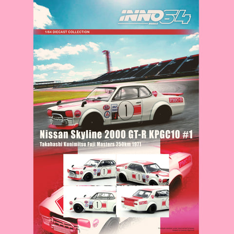 Inno64 1/64 Nissan Skyline 2000 GTR KPGC10 1 Takahashi Kunimitsu Fuji Masters 250km 1971 - GT Hobby Store