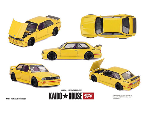 Kaido House x Mini GT 1:64 BMW M3 Kaido GT V3 ADVAN – Yellow - GT Hobby Store