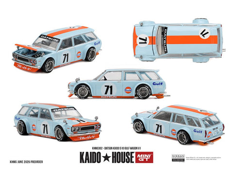 Kaido House x Mini GT 1:64 Datsun KAIDO 510 GULF Wagon V1 – Limited Edition - GT Hobby Store