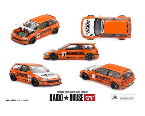 Kaido House x Mini GT 1:64 Honda Civic (EF) Kaido Sports V1 – Orange – Limited Edition - GT Hobby Store