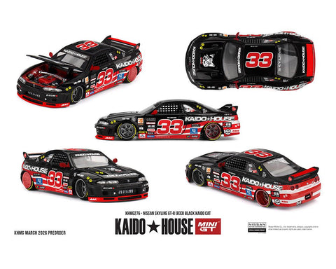 Kaido House x Mini GT 1:64 Nissan Skyline GT - R (R33) Black Kaido Cat – Limited Edition - GT Hobby Store