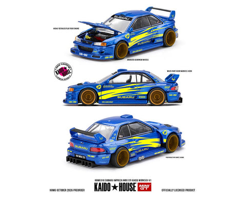 Kaido House x Mini GT 1/64 Subaru Impreza WRX STI KAIDO WORKS V1 – Blue - GT Hobby Store