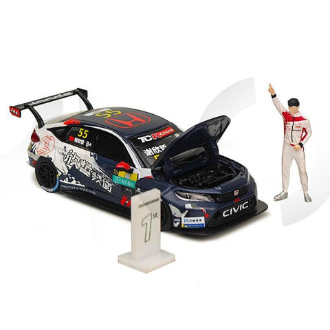 Kilo X Pop Race 1/64 Honda Civic Type R TCR Martin Xie Xinzhe Ctcc 2024 With Figure - GT Hobby Store