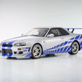 Kyosho 1/12 1999 Nissan Skyline GT-R (R34) "2 Fast 2 Furious" Silver & Blue - GT Hobby Store