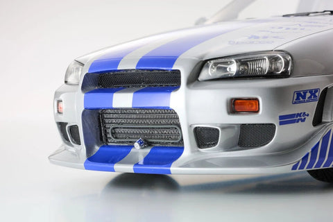 Kyosho 1/12 1999 Nissan Skyline GT-R (R34) "2 Fast 2 Furious" Silver & Blue - GT Hobby Store