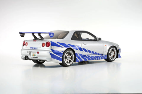 Kyosho 1/12 1999 Nissan Skyline GT-R (R34) "2 Fast 2 Furious" Silver & Blue - GT Hobby Store