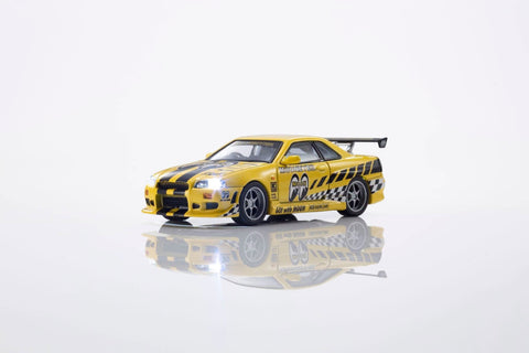 Kyosho 1/64 Nissan Skyline GT-R (R34) MOONEYES(2) with LED - GT Hobby Store