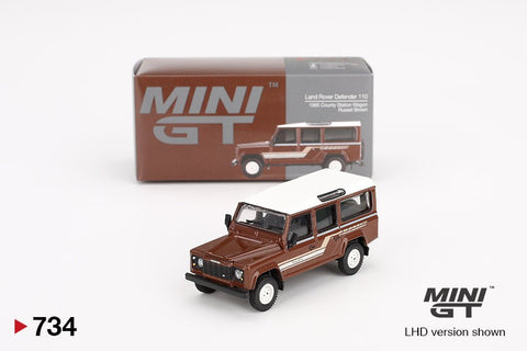 Mini GT 1:64 Land Rover Defender 110 1985 County Station Wagon – Russet Brown - GT Hobby Store