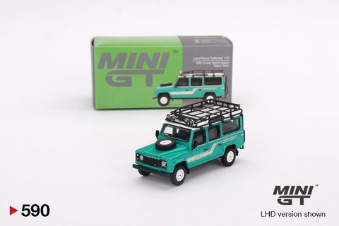 Mini GT 1:64 Land Rover Defender 110 1985 Station Wagon Green - GT Hobby Store