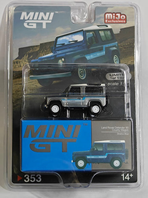 Mini GT 1:64 Land Rover Defender 90 County Wagon (Stratos Blue)(LHD) - GT Hobby Store