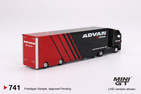 Mini GT 1:64 Mercedes - Benz Actros w/ Racing Transporter “ADVAN” - GT Hobby Store
