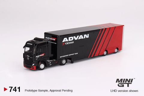 Mini GT 1:64 Mercedes - Benz Actros w/ Racing Transporter “ADVAN” - GT Hobby Store