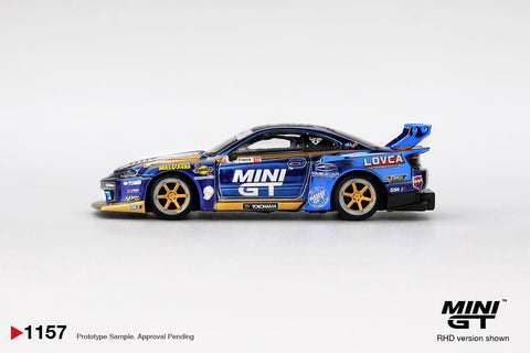 Mini GT 1:64 Nissan LB-Super Silhouette S15 SILVIA 555 Team MINI GT Liberty Walk 2025 Formula Drift – Chrome Blue - GT Hobby Store