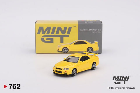 Mini GT 1:64 Nissan Skyline GT - R (R34) V - Spec – Lightning Yellow - GT Hobby Store